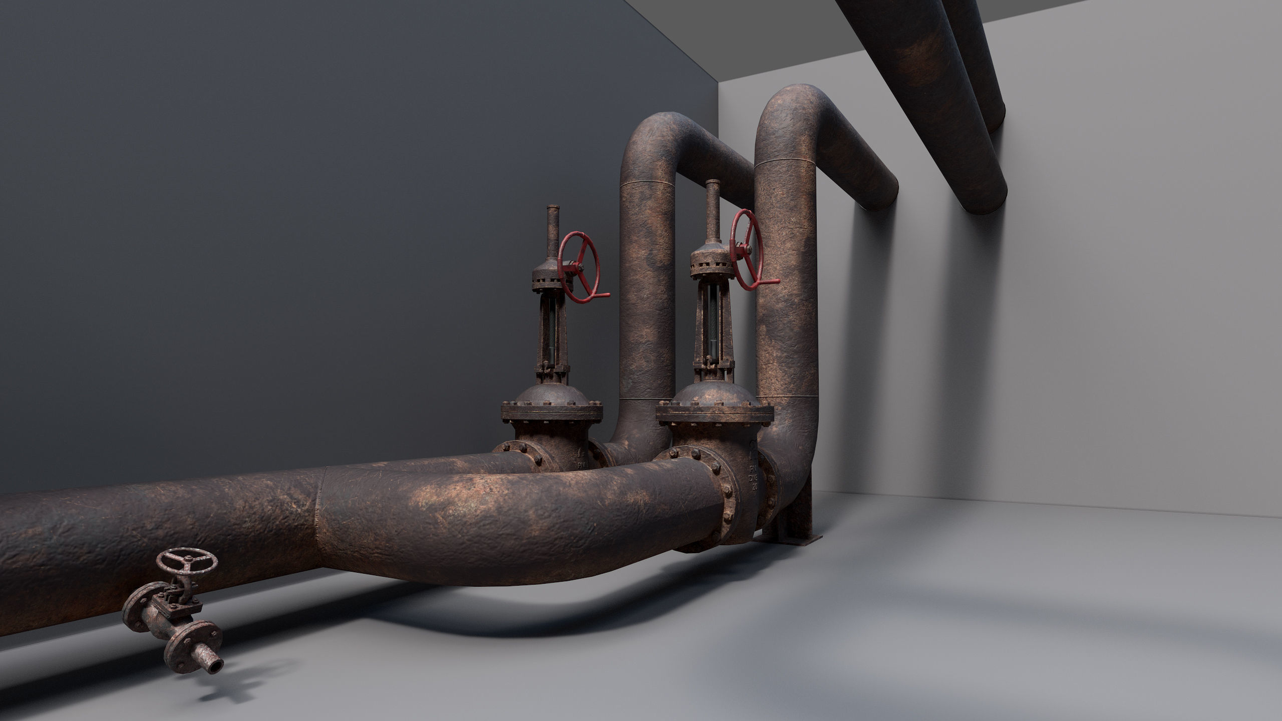 Industrial vapor pipelines Low-poly 3D model_4