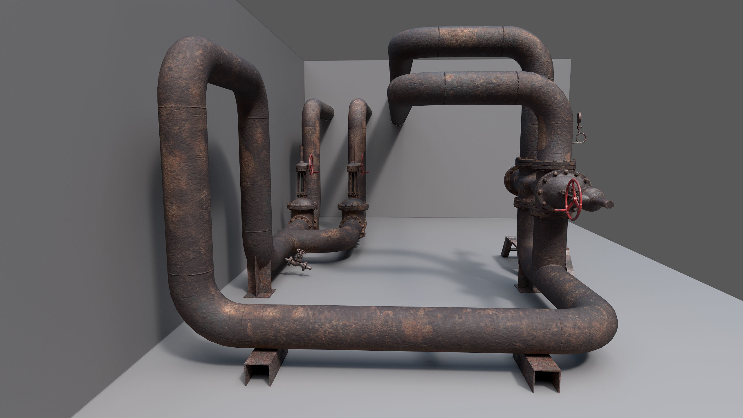 Industrial vapor pipelines Low-poly 3D model_2