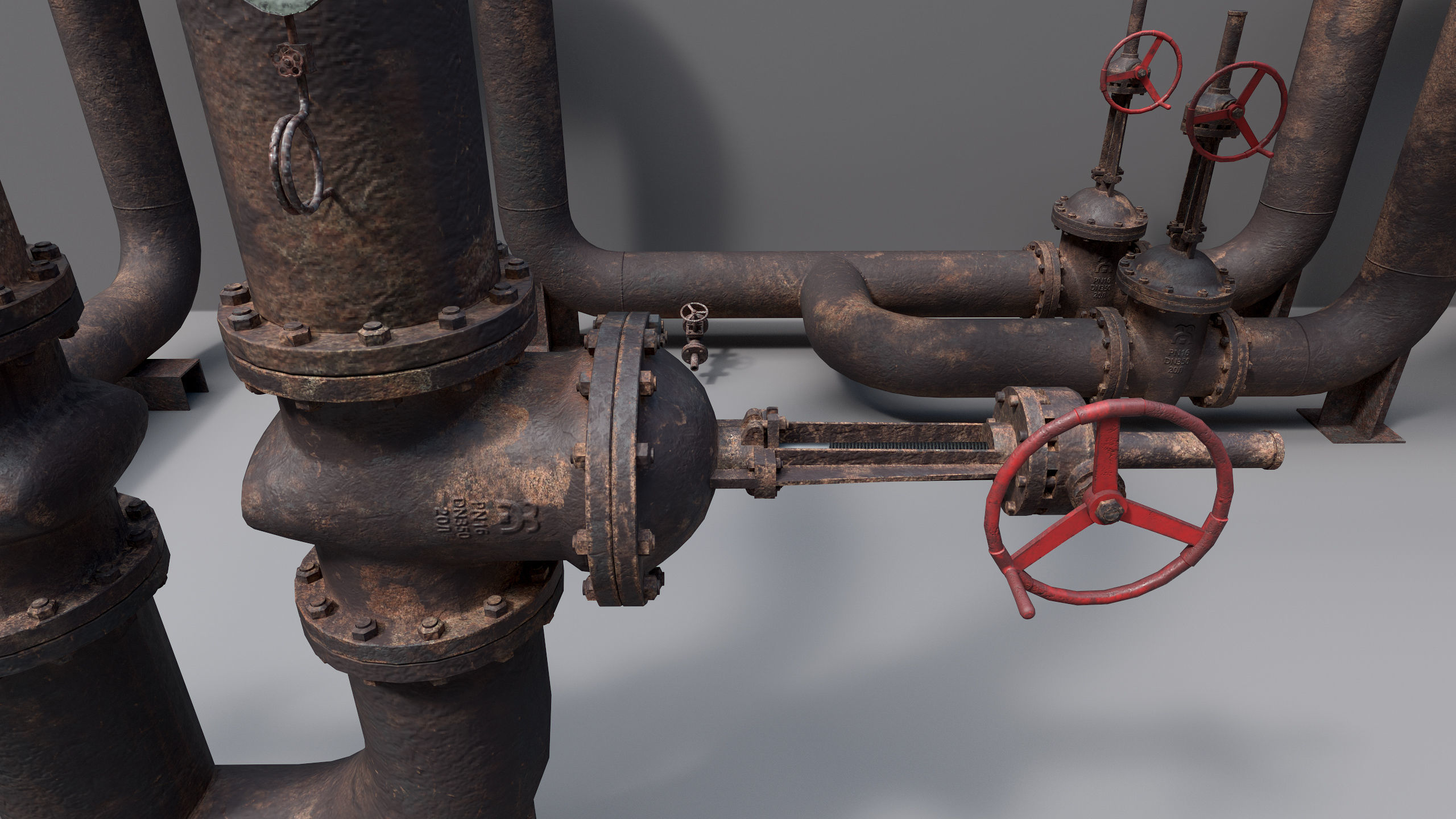 Industrial vapor pipelines Low-poly 3D model_1