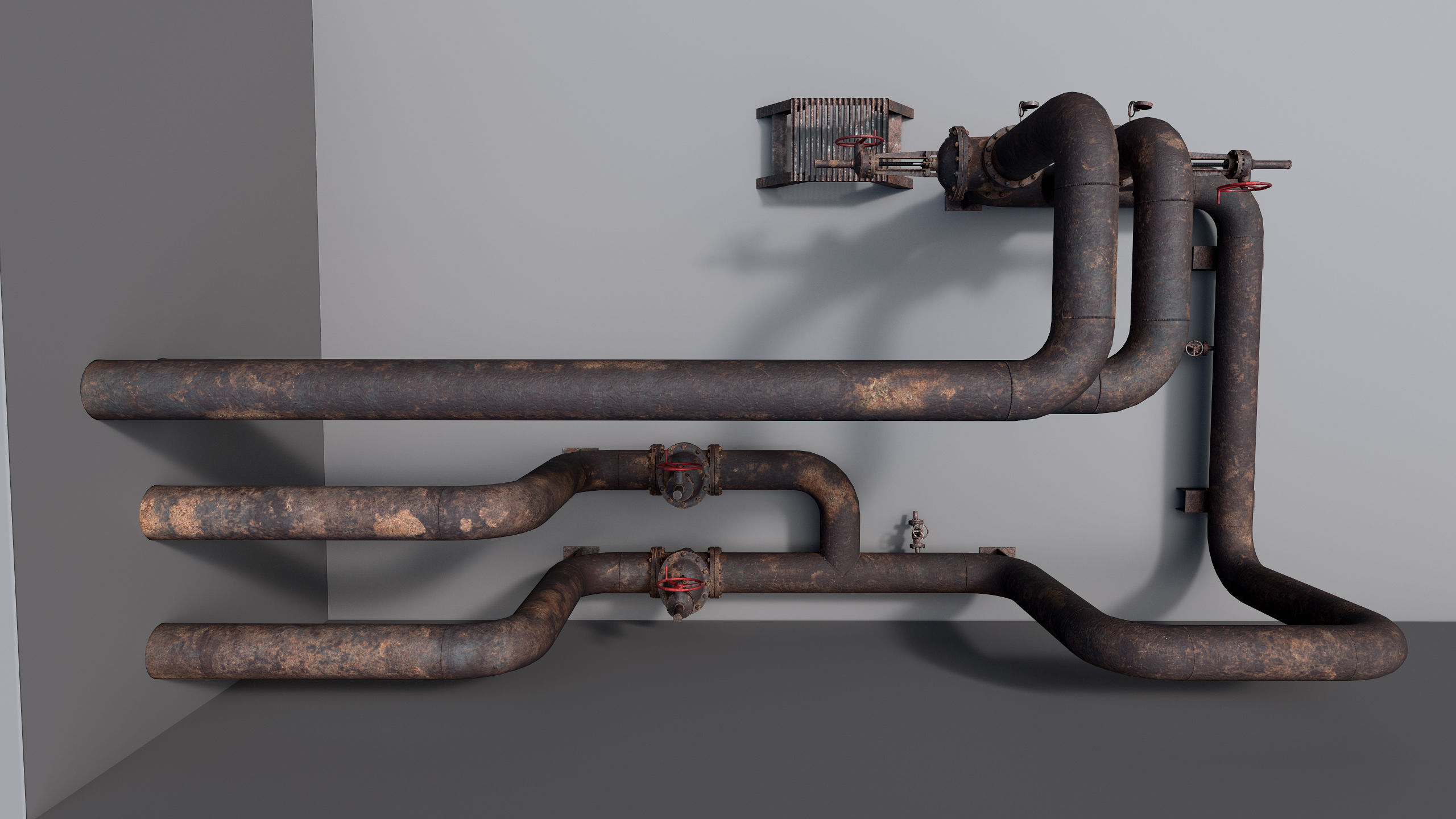 Industrial vapor pipelines Low-poly 3D model_10