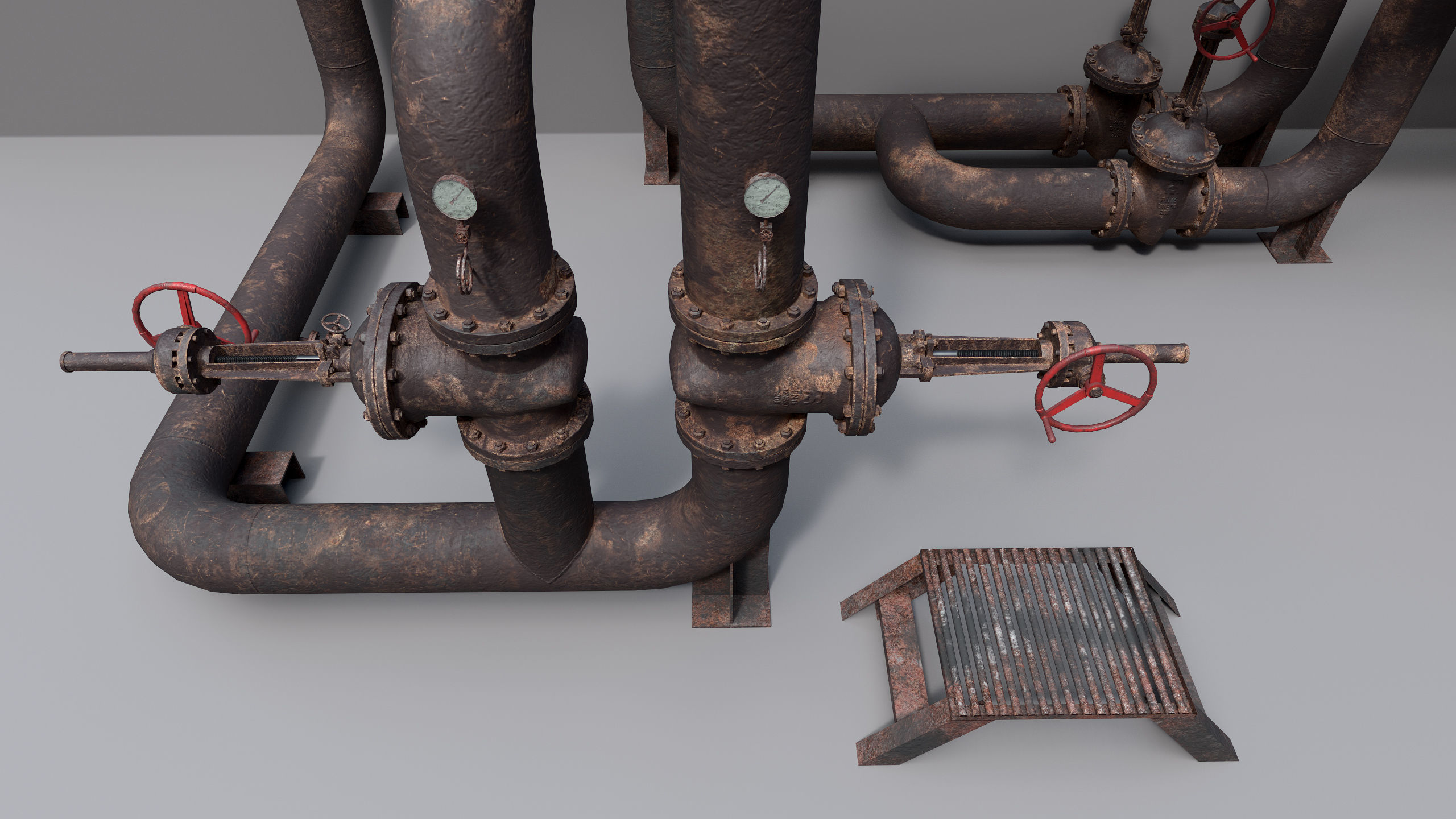 Industrial vapor pipelines Low-poly 3D model_7