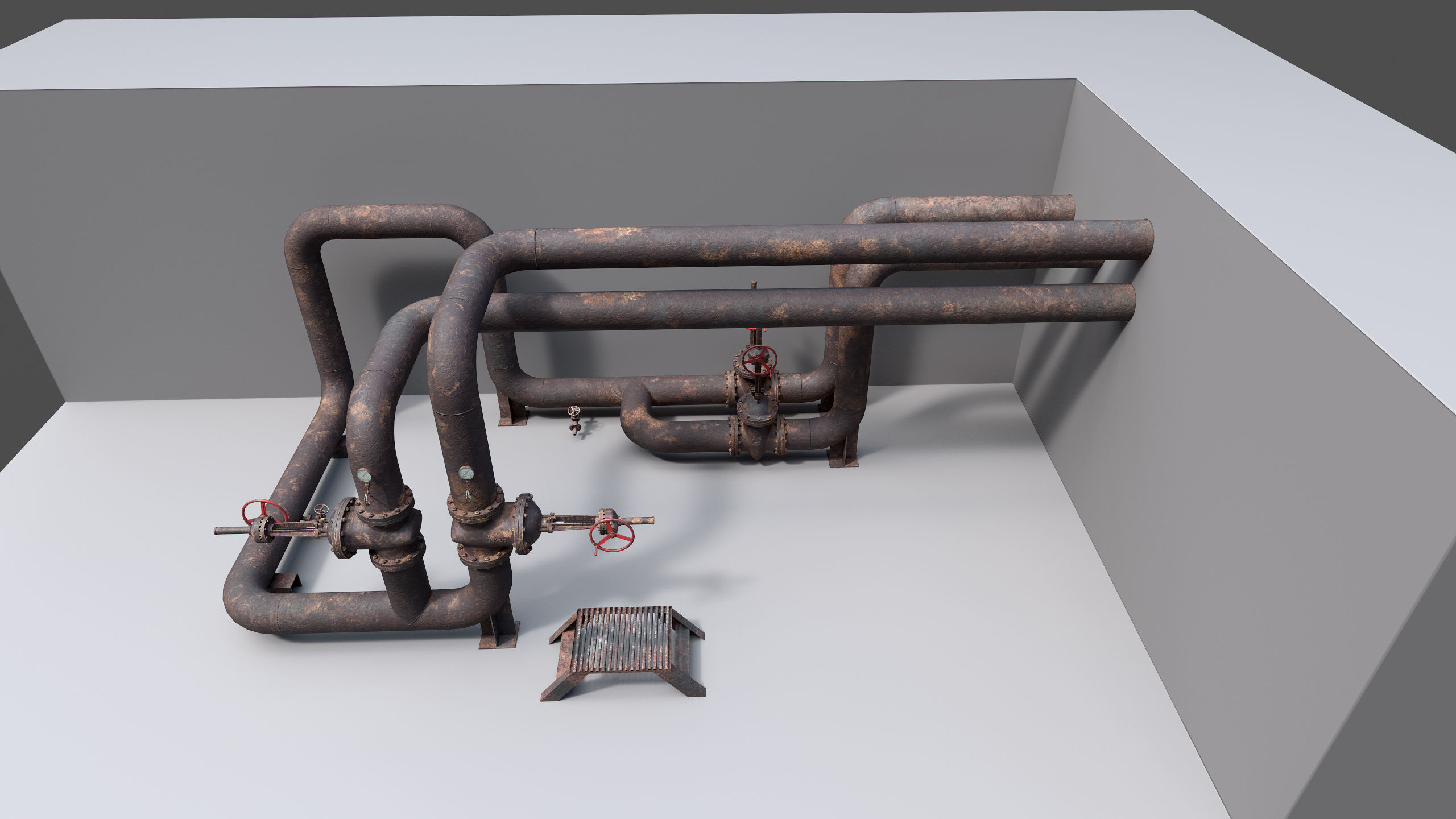 Industrial vapor pipelines Low-poly 3D model_3