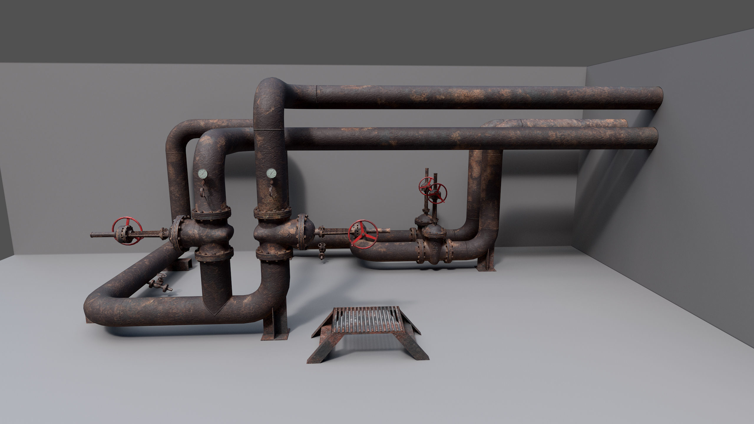 Industrial vapor pipelines Low-poly 3D model_5