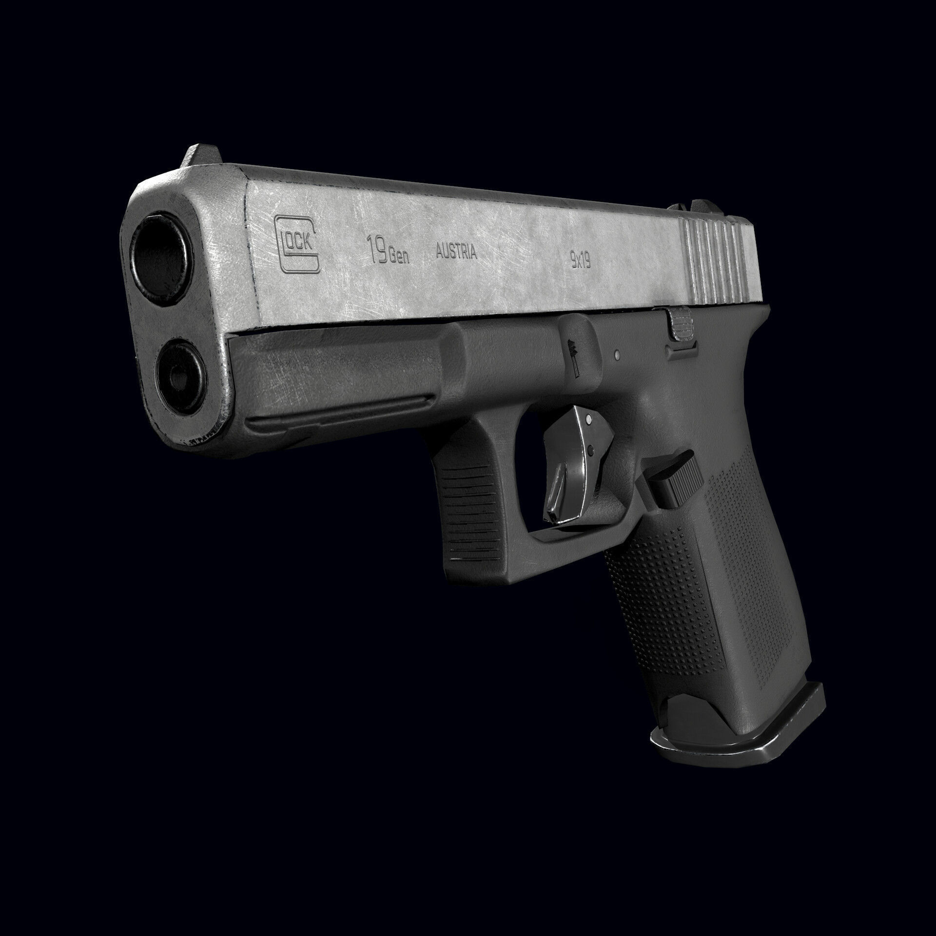 Pistol Glock 19 game ready Low-poly 3D model_6