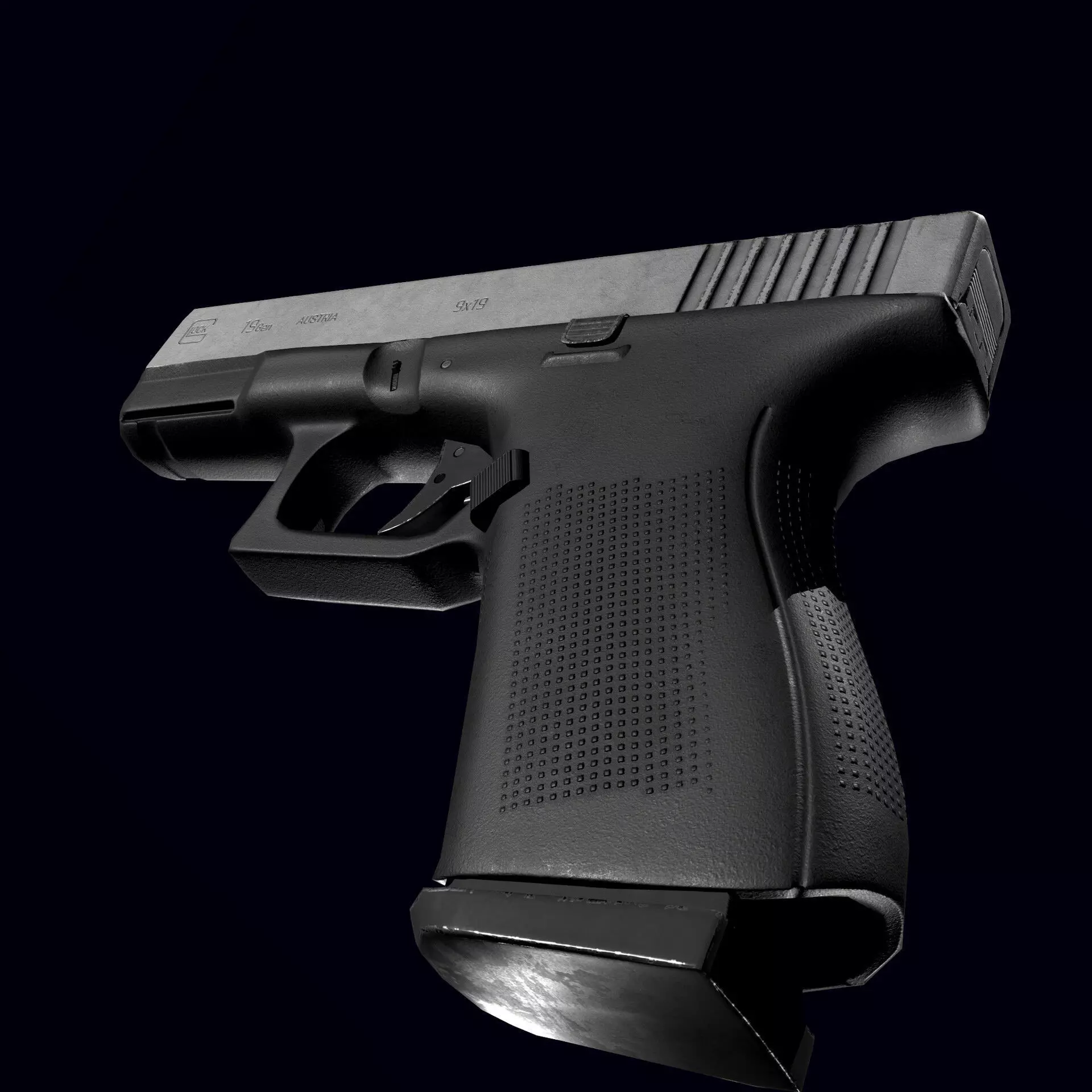 Pistol Glock 19 game ready Low-poly 3D model_0