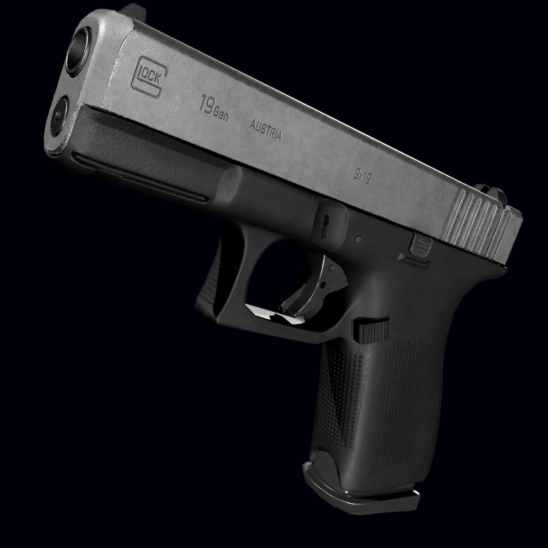 Pistol Glock 19 game ready Low-poly 3D model_1