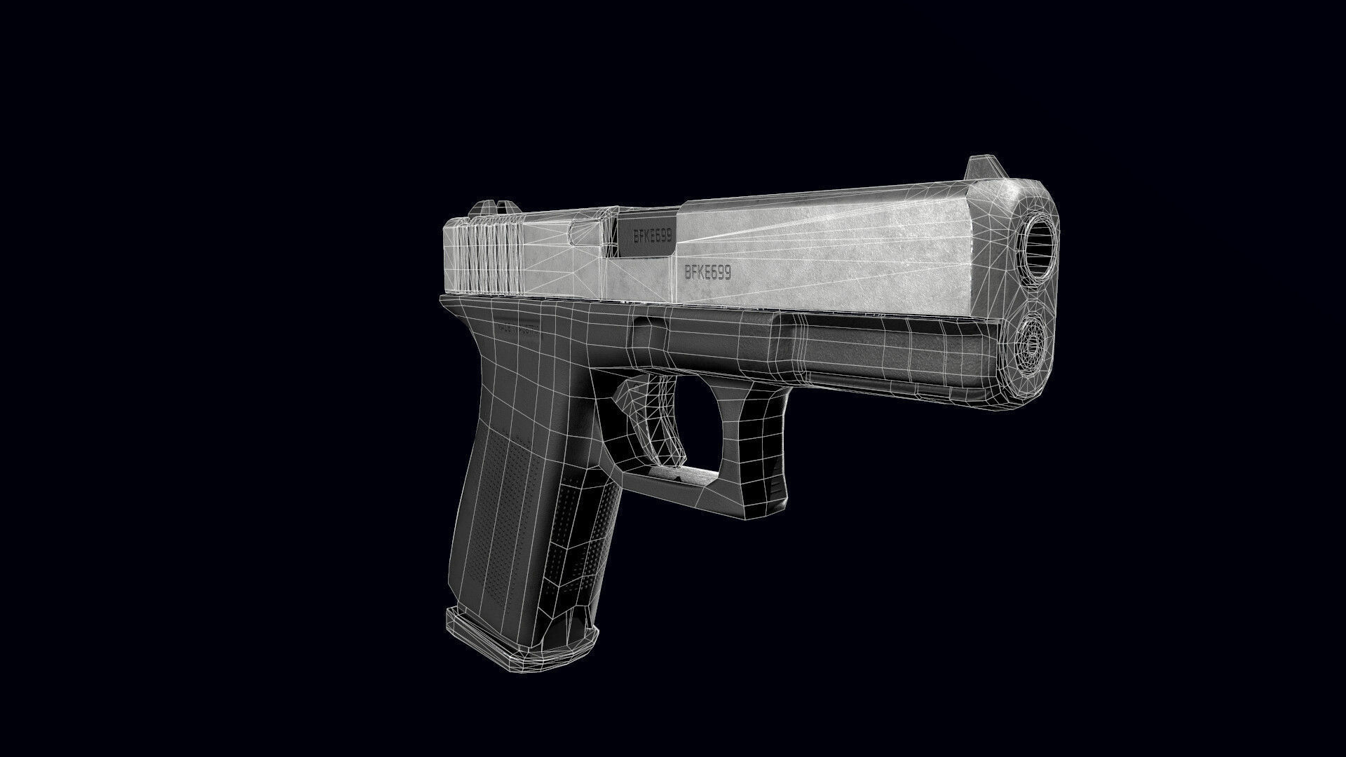 Pistol Glock 19 game ready Low-poly 3D model_5