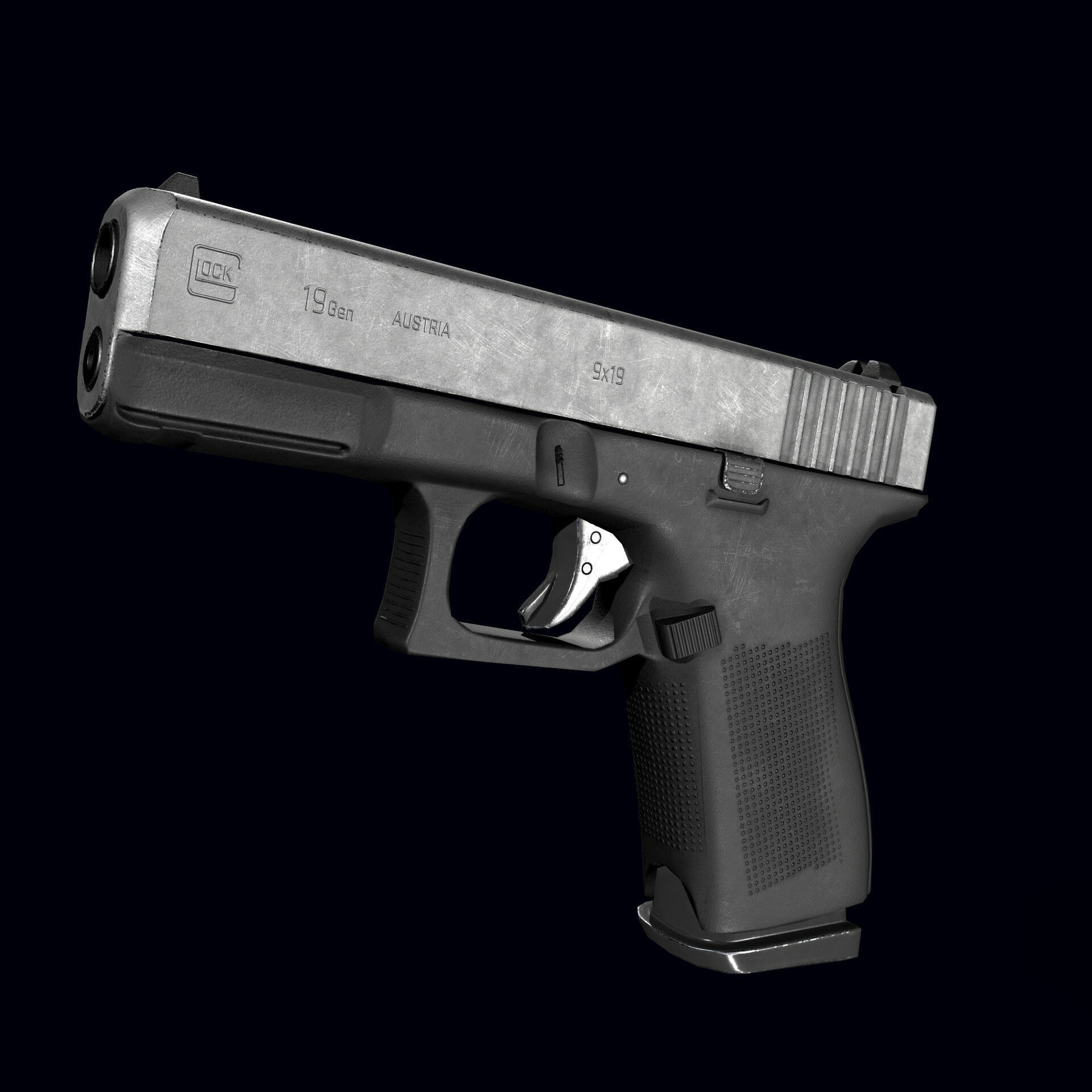 Pistol Glock 19 game ready Low-poly 3D model_2