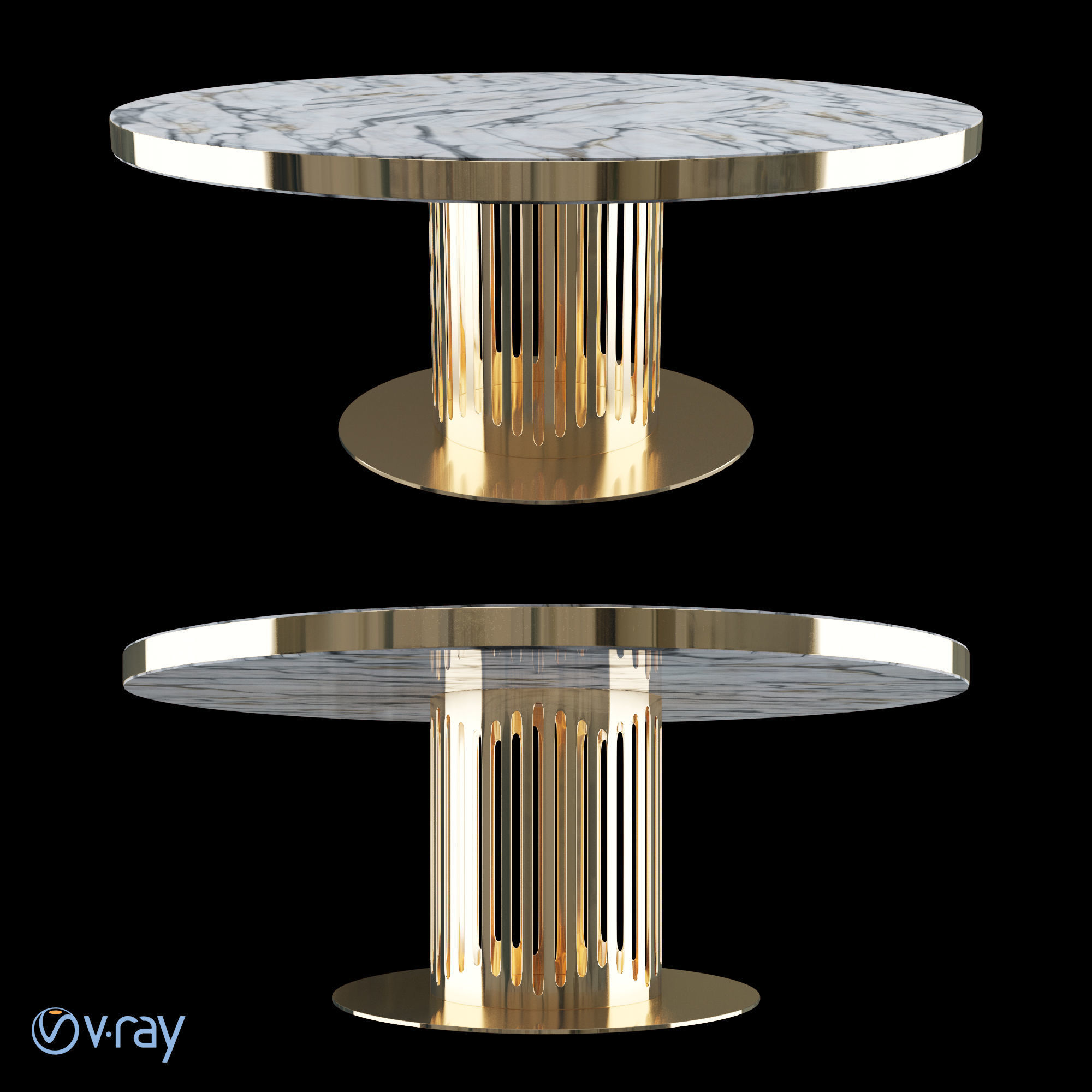 Charisma Collection-Round table with MARBLE top 3D model_2