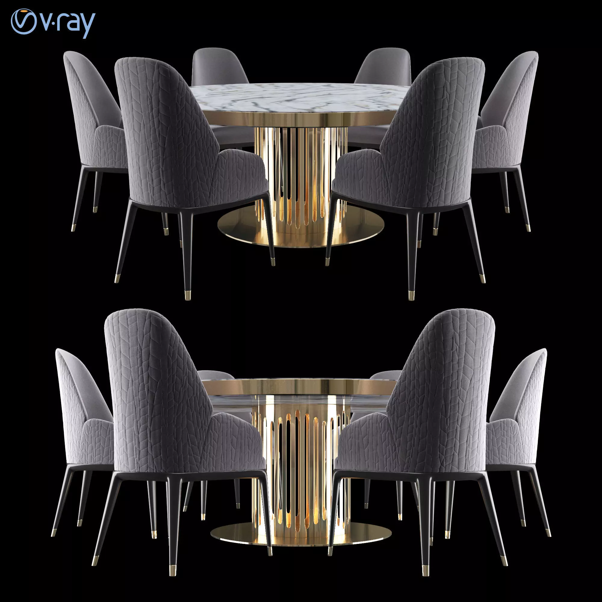 Charisma Collection-Round table with MARBLE top 3D model_0