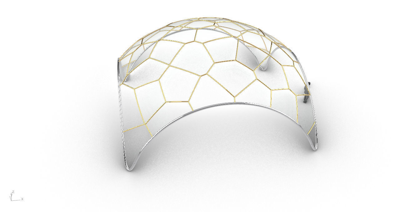 Voronoi Dome Wireframe Structure Stand Alone Pavilion v1 3D model_38