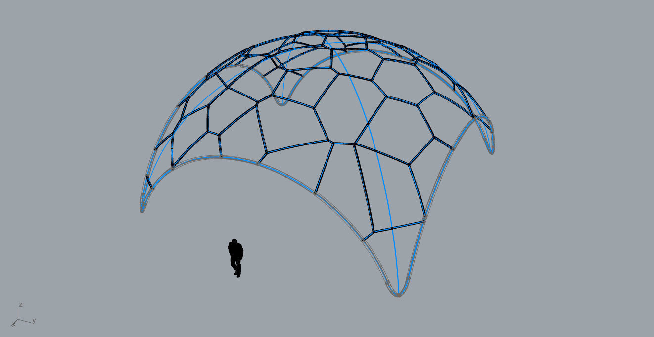 Voronoi Dome Wireframe Structure Stand Alone Pavilion v1 3D model_65