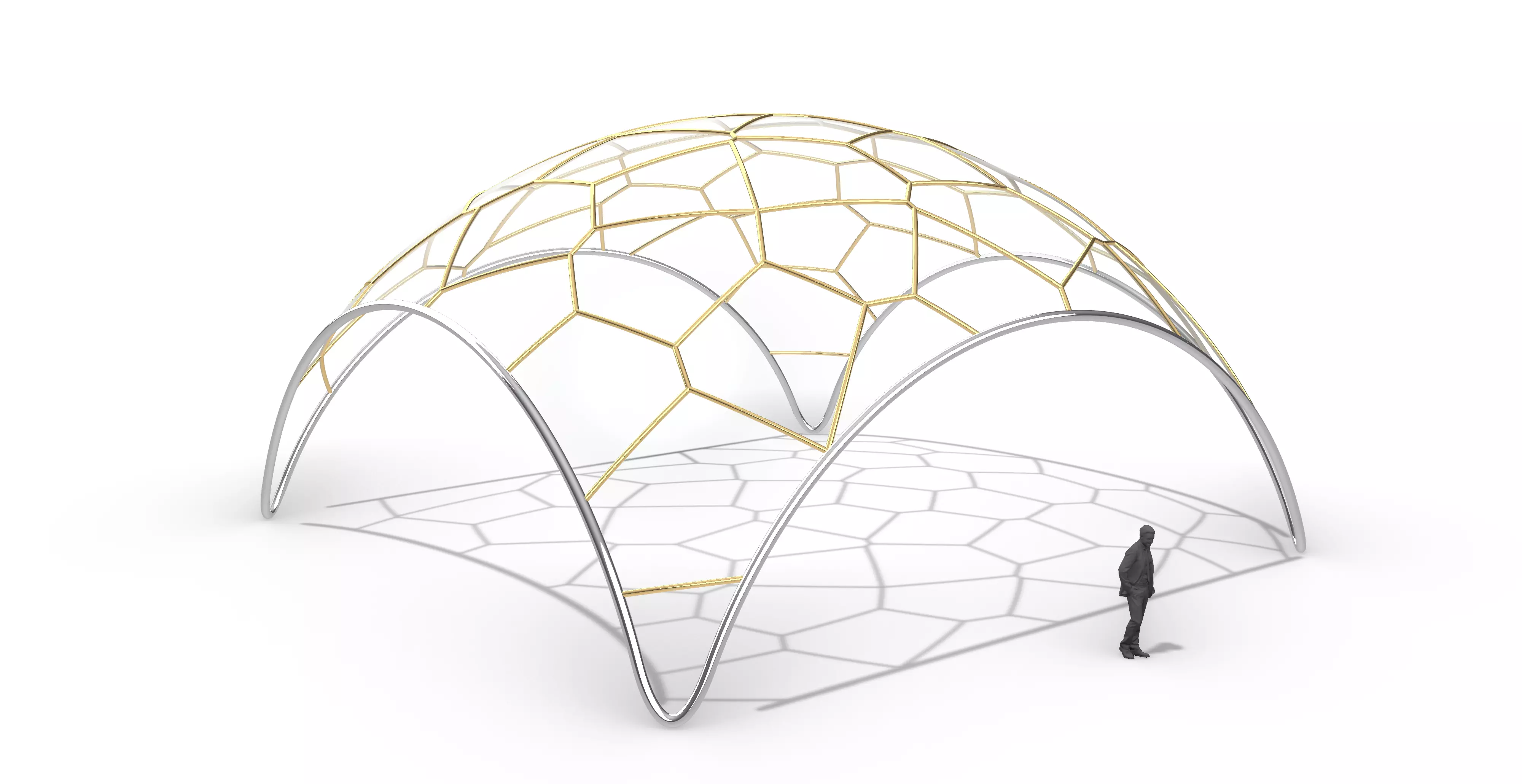 Voronoi Dome Wireframe Structure Stand Alone Pavilion v1 3D model_0