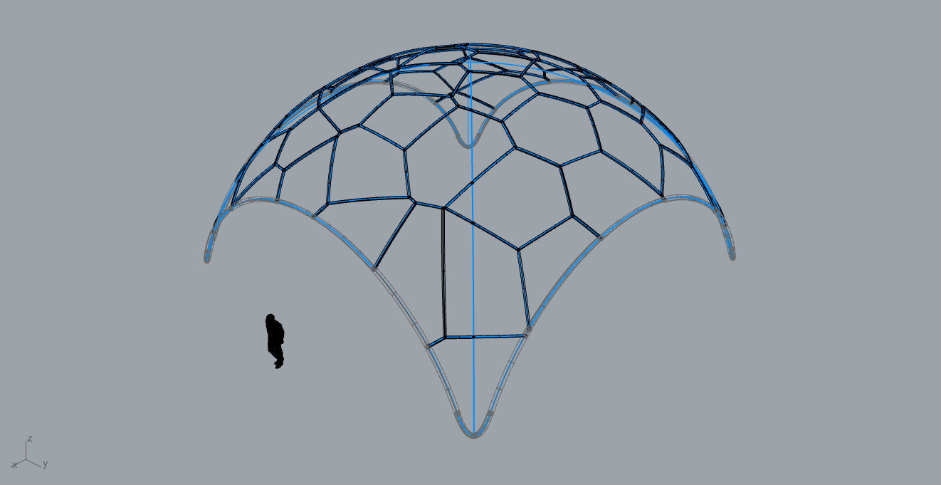 Voronoi Dome Wireframe Structure Stand Alone Pavilion v1 3D model_66