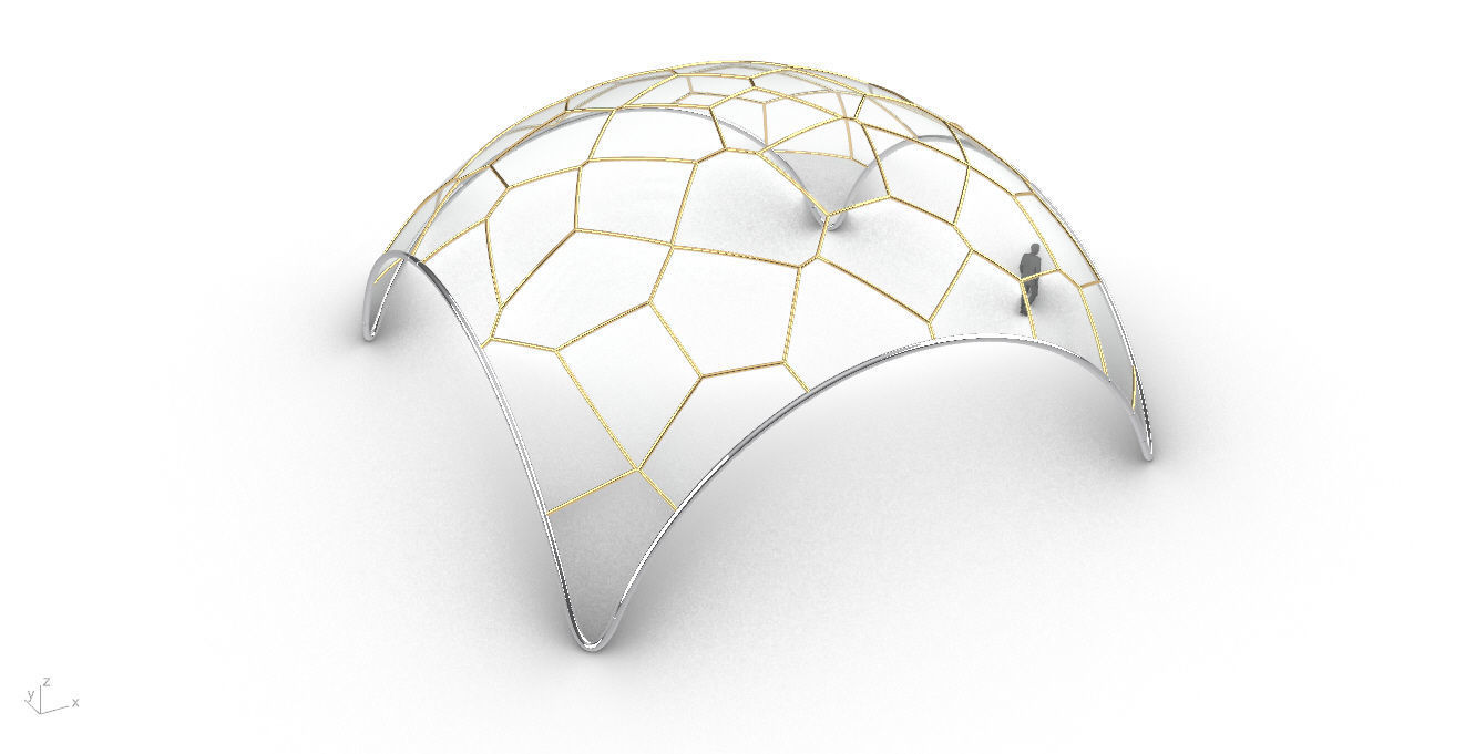 Voronoi Dome Wireframe Structure Stand Alone Pavilion v1 3D model_37