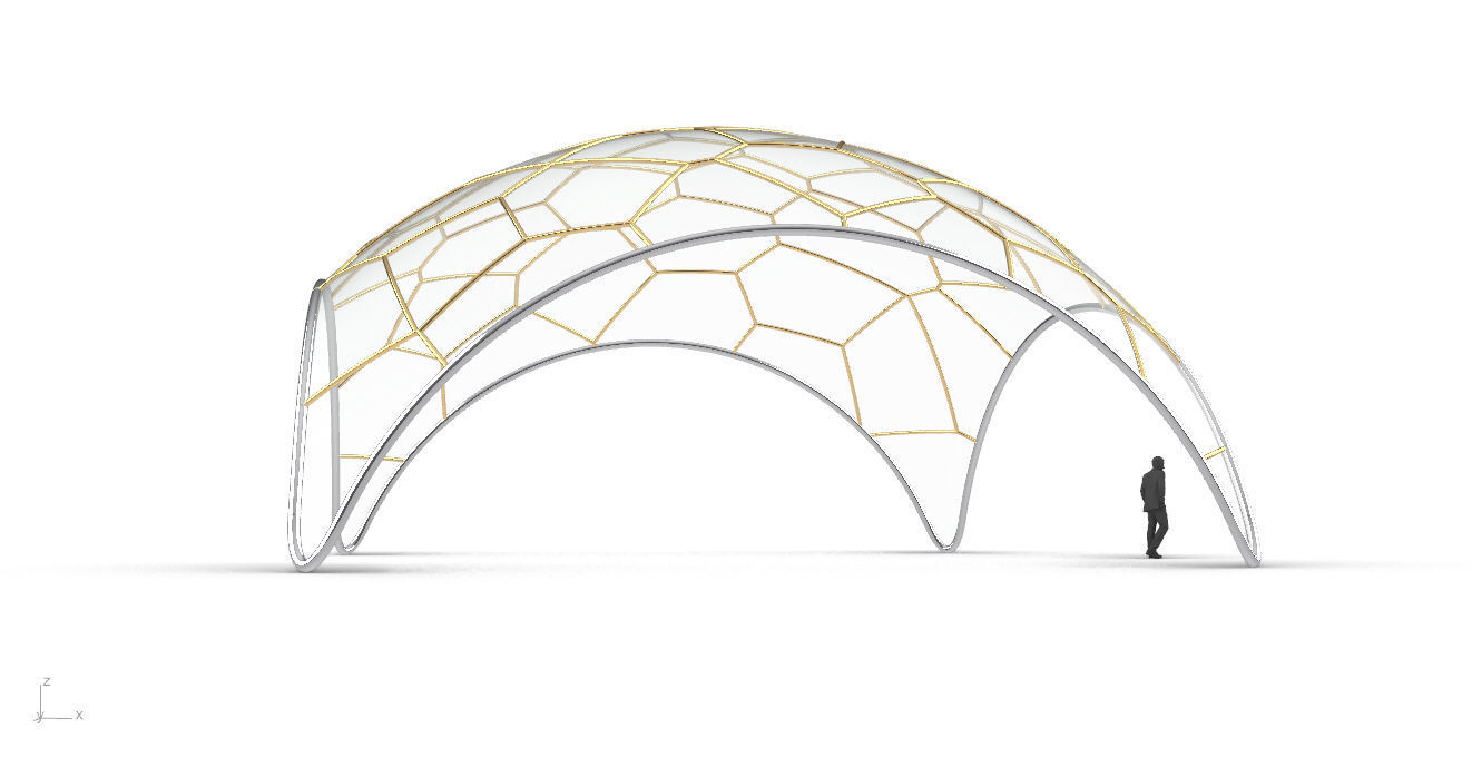 Voronoi Dome Wireframe Structure Stand Alone Pavilion v1 3D model_16