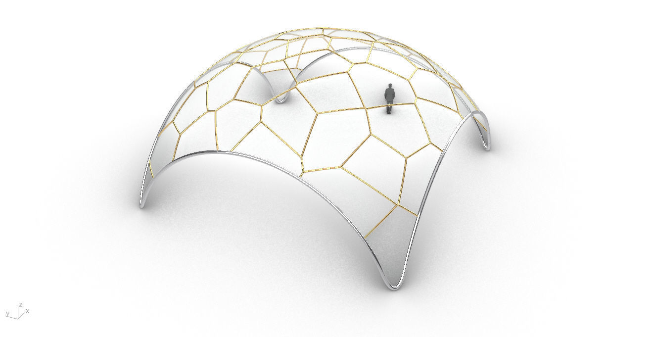 Voronoi Dome Wireframe Structure Stand Alone Pavilion v1 3D model_35