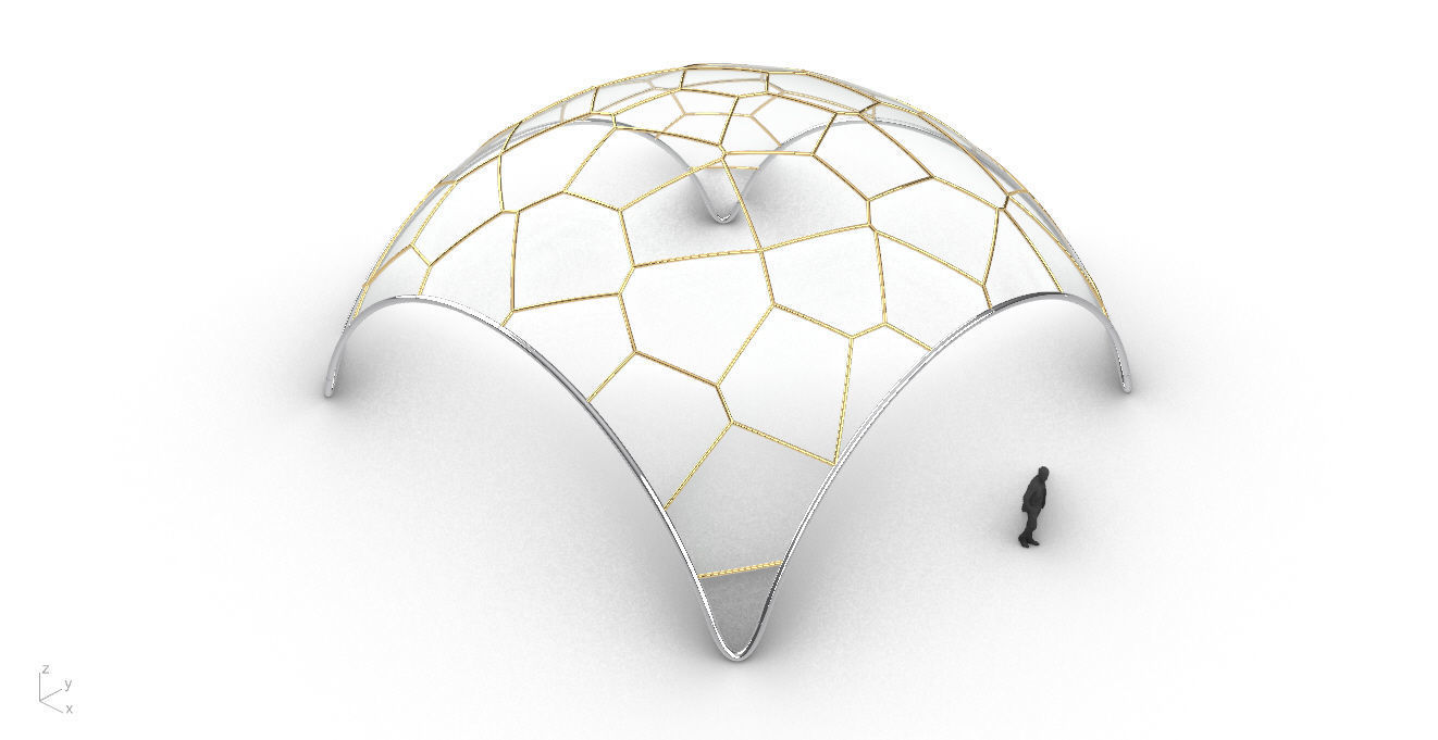 Voronoi Dome Wireframe Structure Stand Alone Pavilion v1 3D model_41