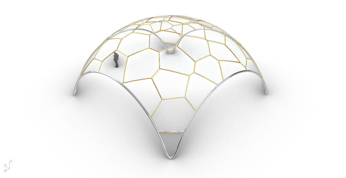 Voronoi Dome Wireframe Structure Stand Alone Pavilion v1 3D model_31
