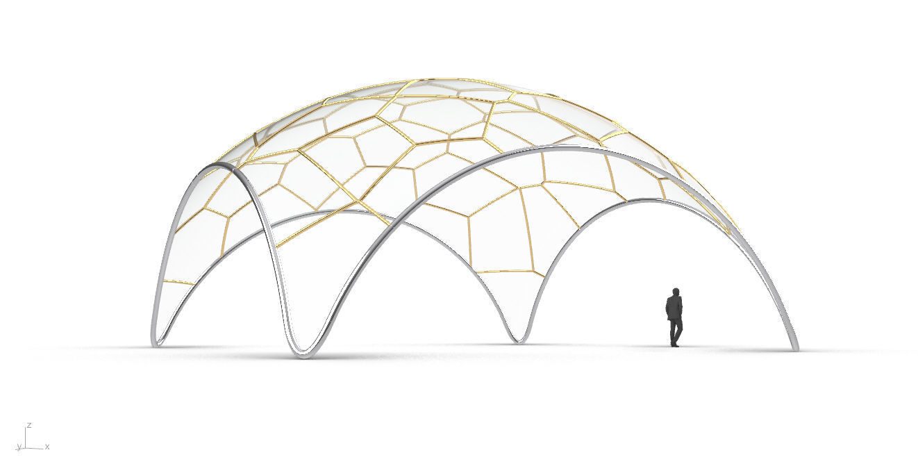 Voronoi Dome Wireframe Structure Stand Alone Pavilion v1 3D model_15