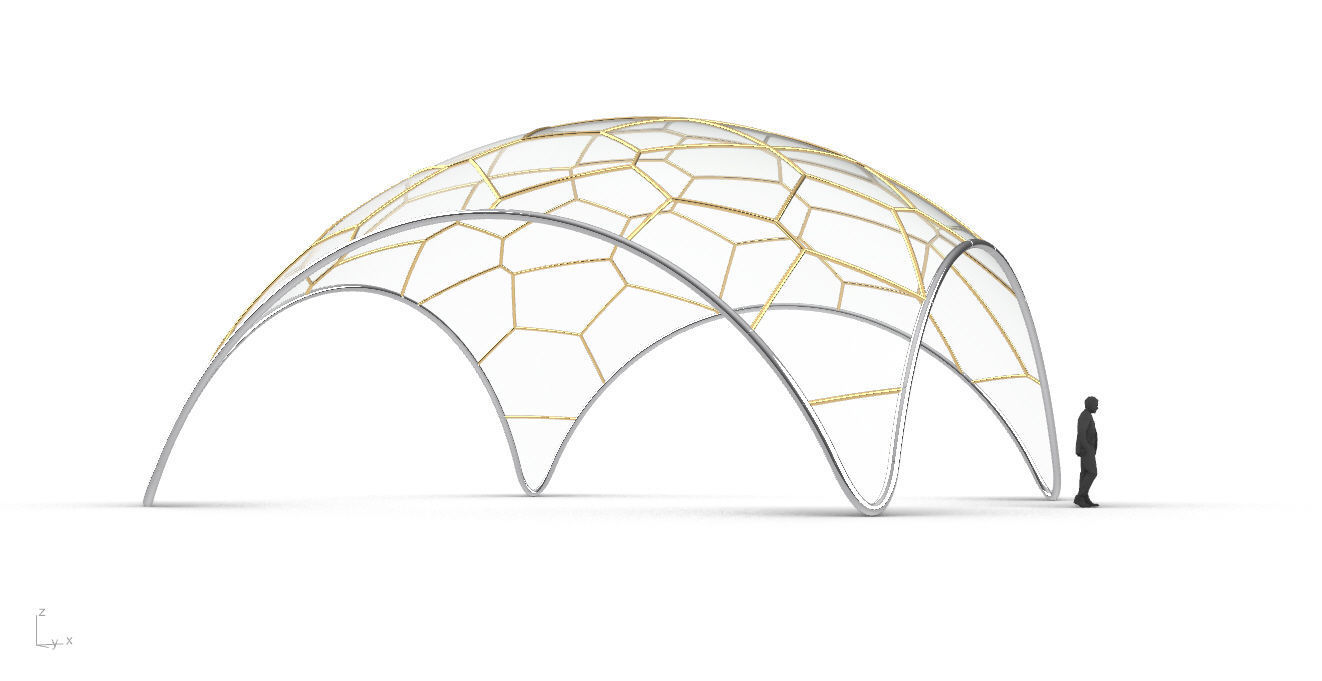 Voronoi Dome Wireframe Structure Stand Alone Pavilion v1 3D model_18