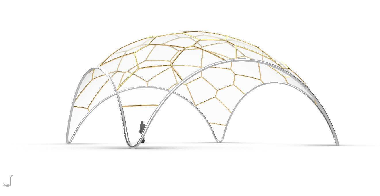 Voronoi Dome Wireframe Structure Stand Alone Pavilion v1 3D model_10