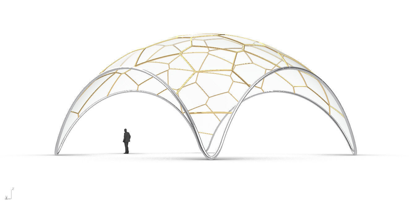 Voronoi Dome Wireframe Structure Stand Alone Pavilion v1 3D model_9