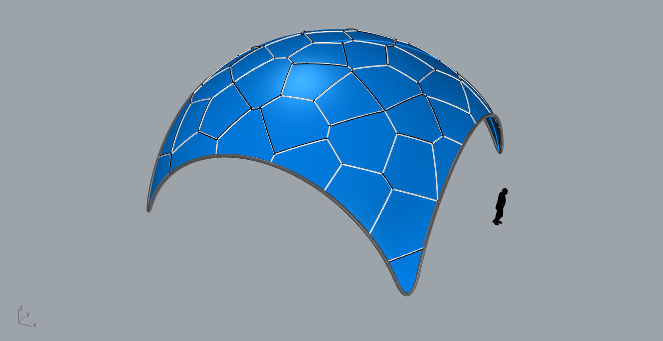 Voronoi Dome Wireframe Structure Stand Alone Pavilion v1 3D model_60