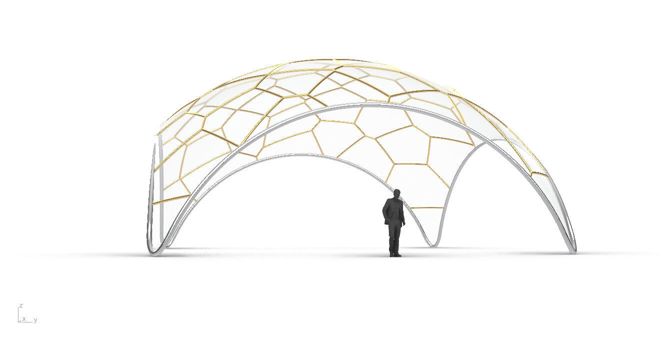 Voronoi Dome Wireframe Structure Stand Alone Pavilion v1 3D model_1