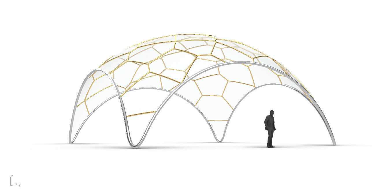 Voronoi Dome Wireframe Structure Stand Alone Pavilion v1 3D model_20