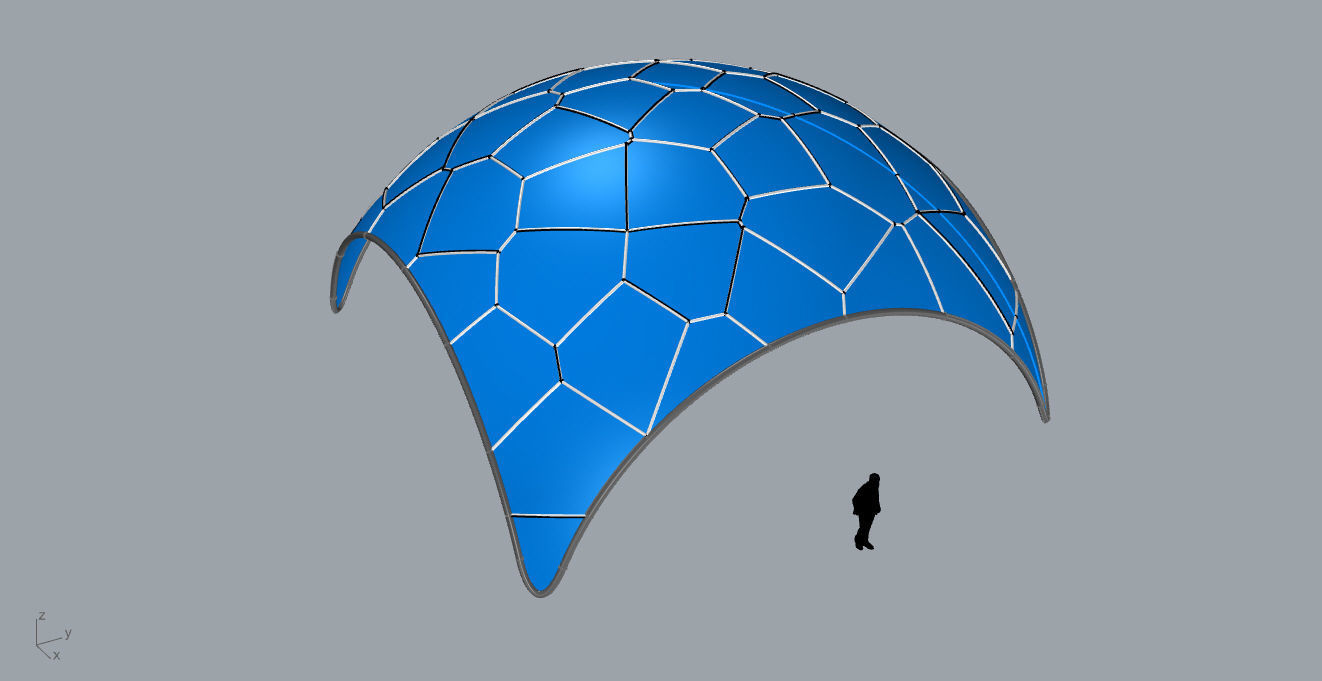 Voronoi Dome Wireframe Structure Stand Alone Pavilion v1 3D model_42