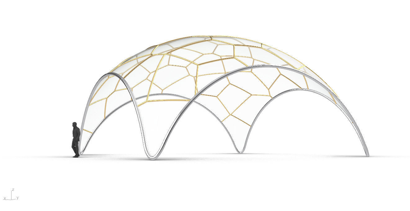 Voronoi Dome Wireframe Structure Stand Alone Pavilion v1 3D model_5