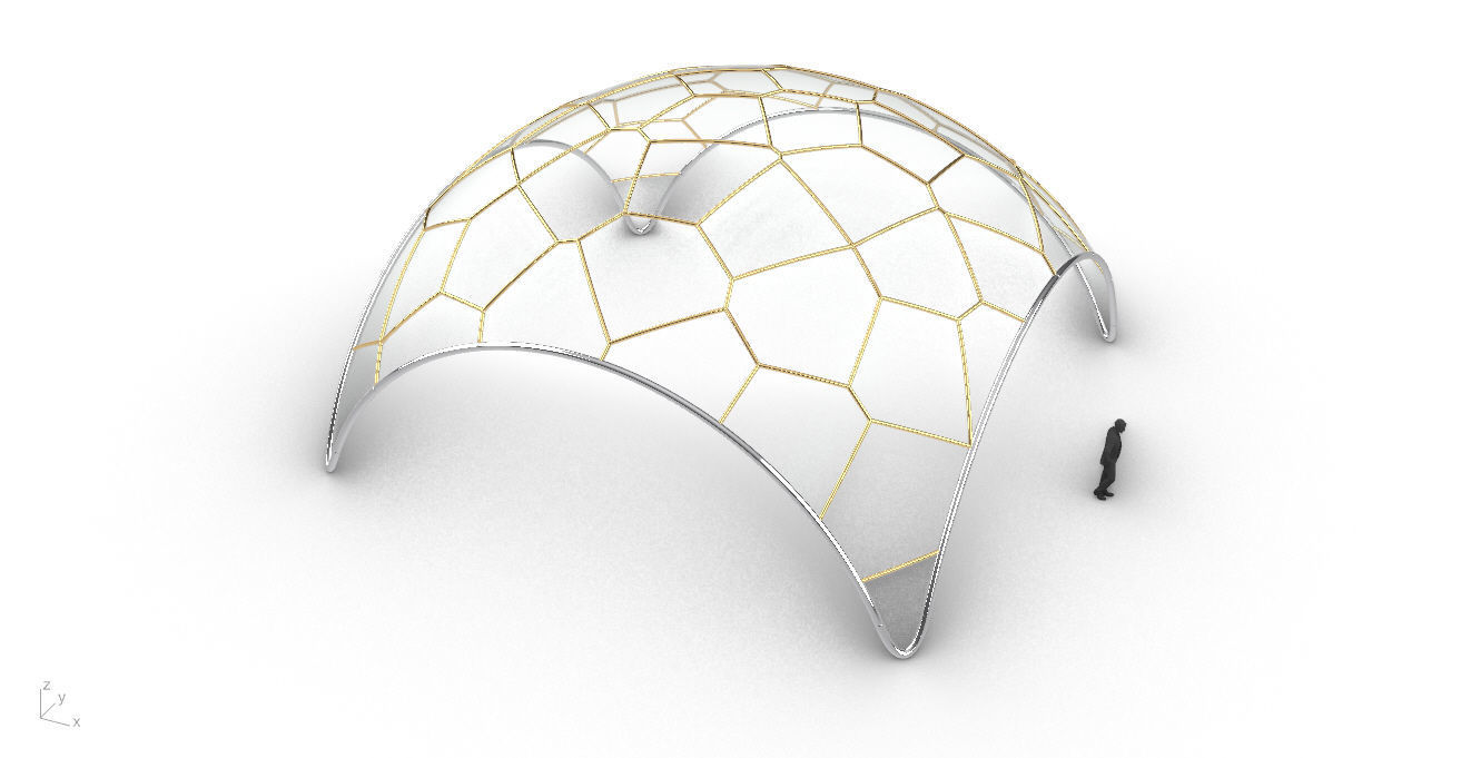Voronoi Dome Wireframe Structure Stand Alone Pavilion v1 3D model_40