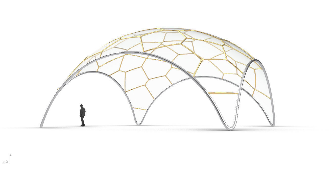 Voronoi Dome Wireframe Structure Stand Alone Pavilion v1 3D model_8