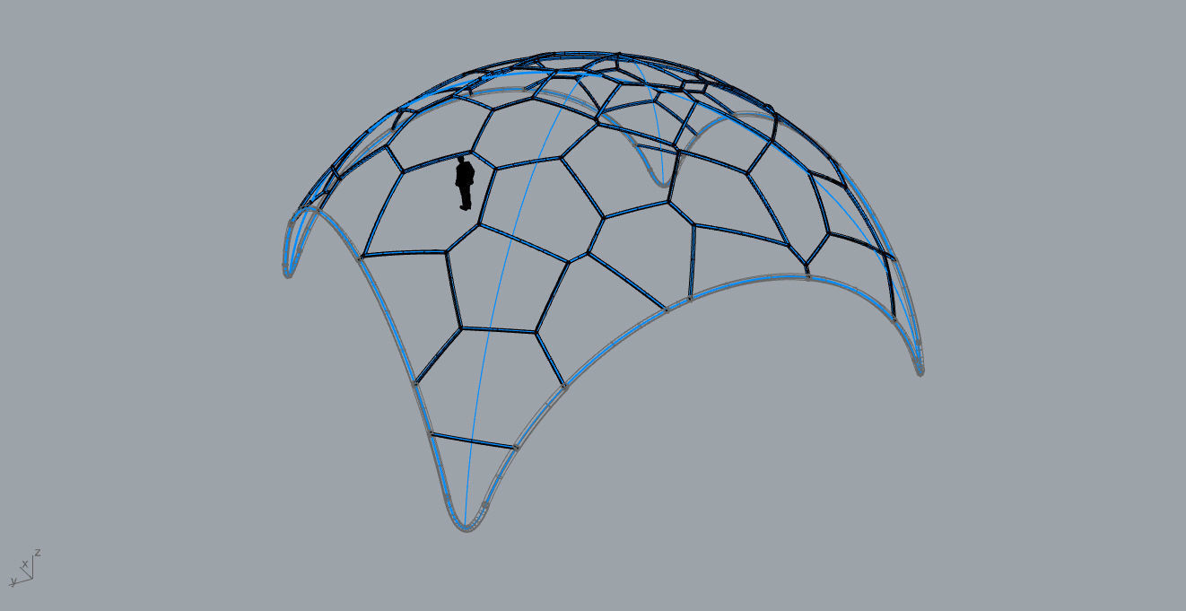 Voronoi Dome Wireframe Structure Stand Alone Pavilion v1 3D model_72