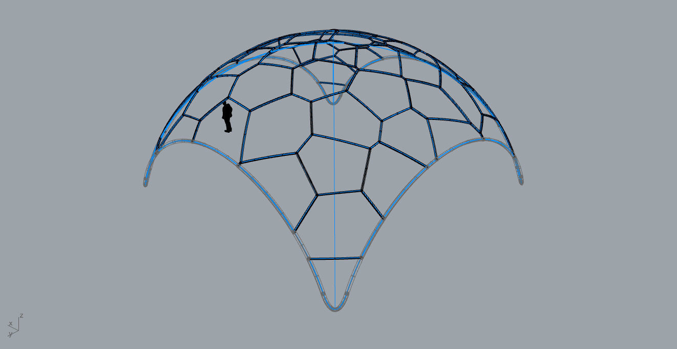 Voronoi Dome Wireframe Structure Stand Alone Pavilion v1 3D model_71