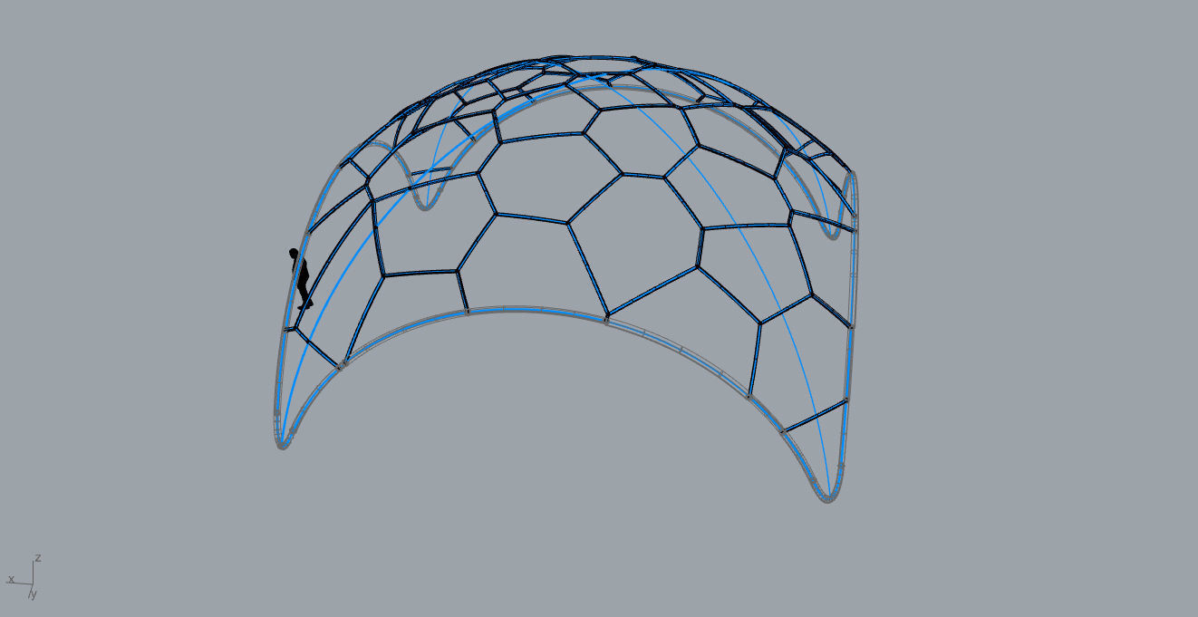 Voronoi Dome Wireframe Structure Stand Alone Pavilion v1 3D model_69