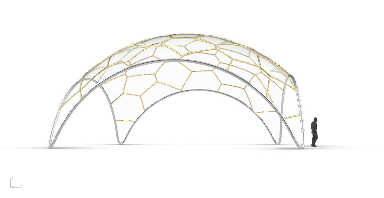 Voronoi Dome Wireframe Structure Stand Alone Pavilion v1 3D model_17