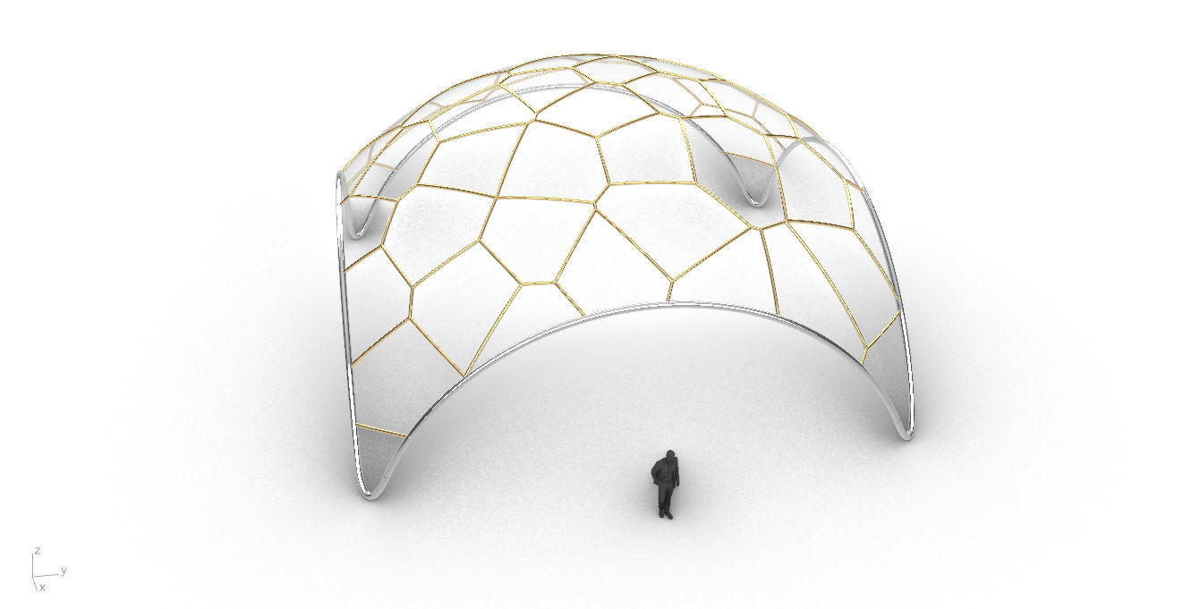 Voronoi Dome Wireframe Structure Stand Alone Pavilion v1 3D model_23