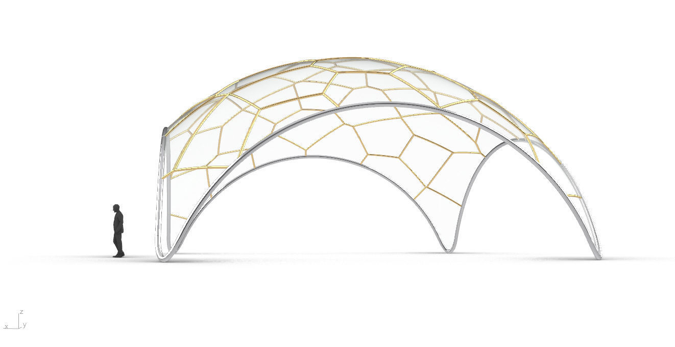 Voronoi Dome Wireframe Structure Stand Alone Pavilion v1 3D model_6