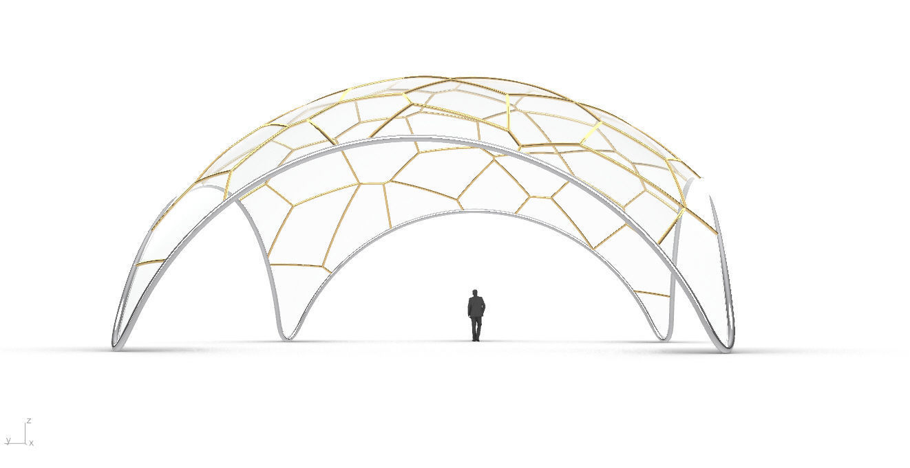 Voronoi Dome Wireframe Structure Stand Alone Pavilion v1 3D model_12