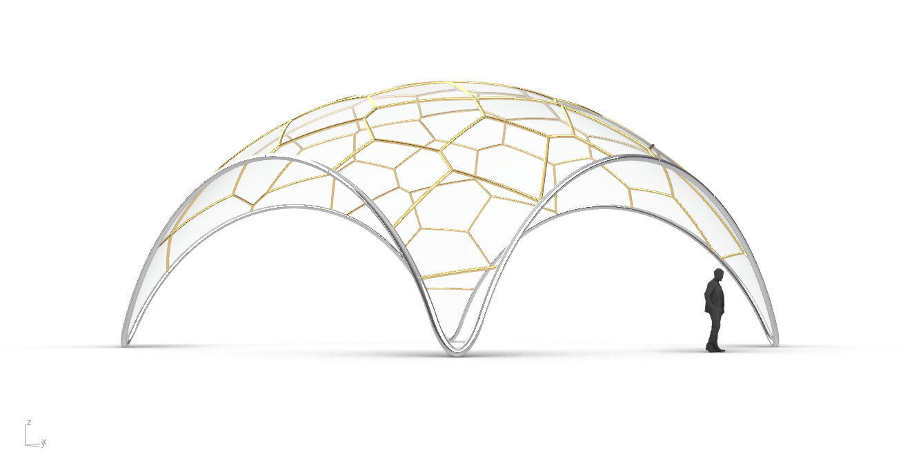 Voronoi Dome Wireframe Structure Stand Alone Pavilion v1 3D model_19