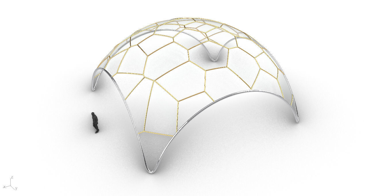 Voronoi Dome Wireframe Structure Stand Alone Pavilion v1 3D model_27