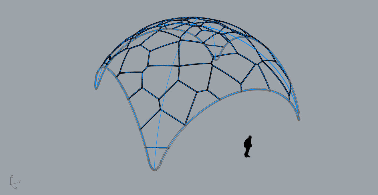 Voronoi Dome Wireframe Structure Stand Alone Pavilion v1 3D model_62