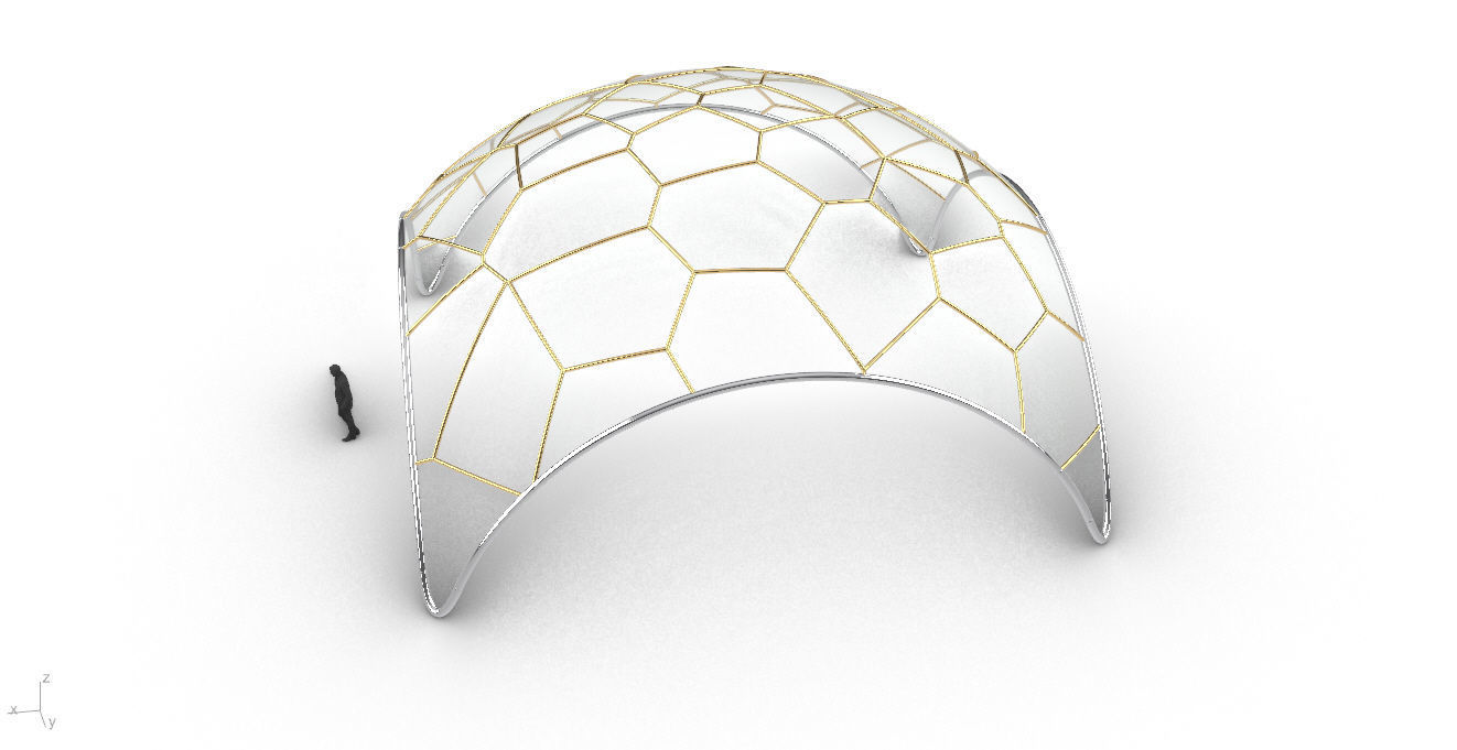 Voronoi Dome Wireframe Structure Stand Alone Pavilion v1 3D model_28