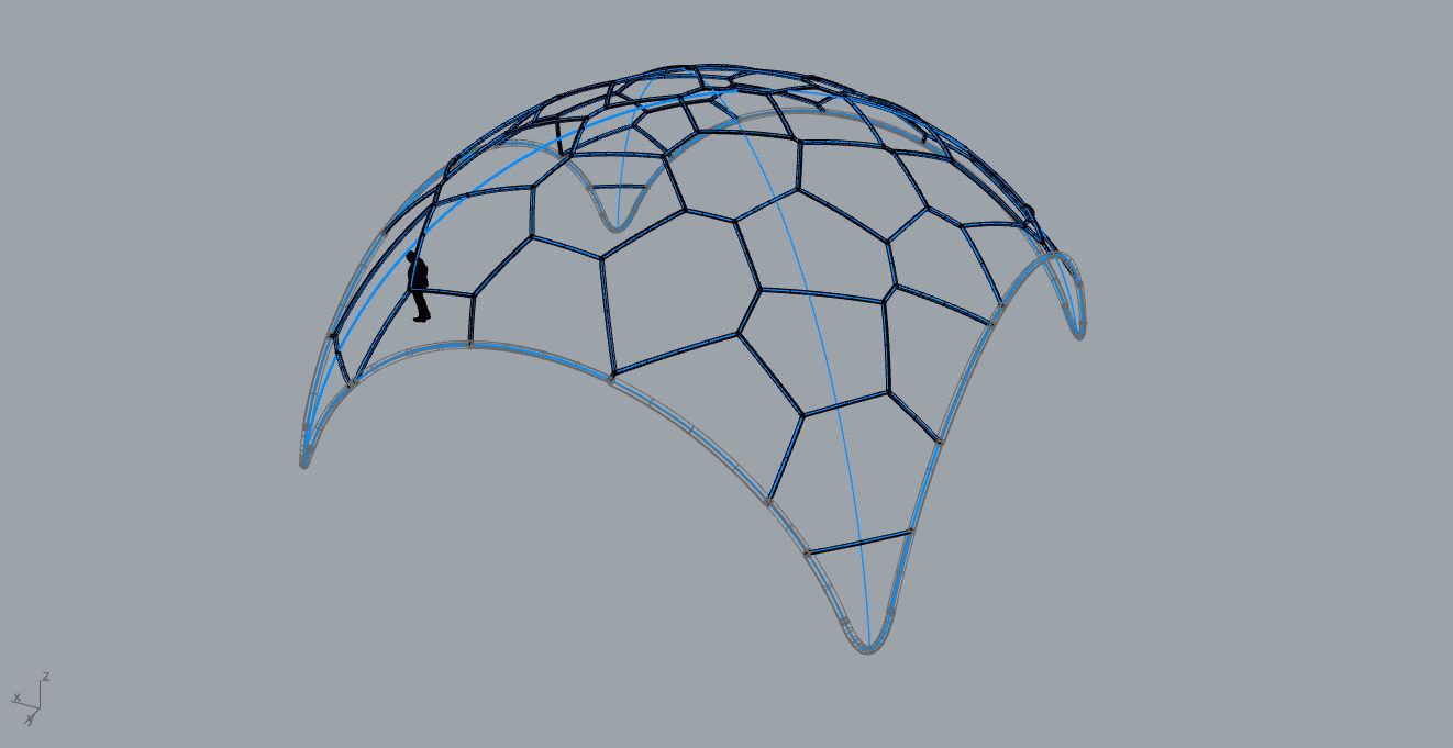 Voronoi Dome Wireframe Structure Stand Alone Pavilion v1 3D model_70