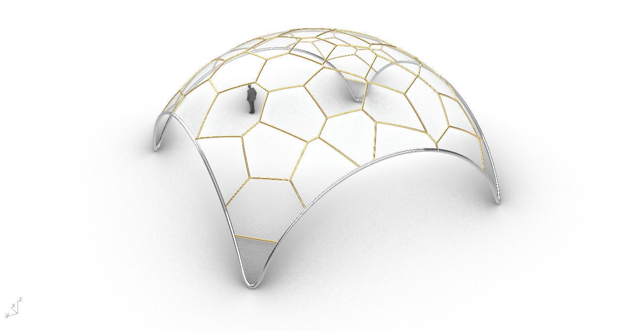 Voronoi Dome Wireframe Structure Stand Alone Pavilion v1 3D model_32