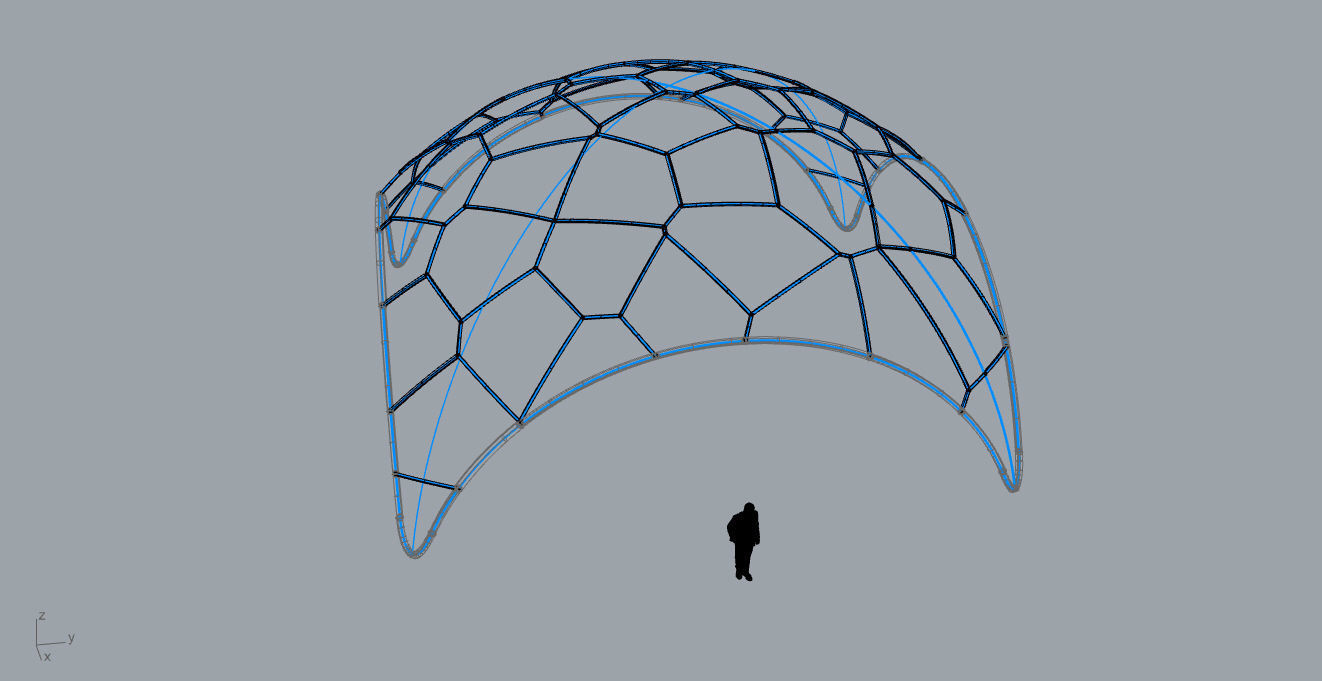 Voronoi Dome Wireframe Structure Stand Alone Pavilion v1 3D model_63