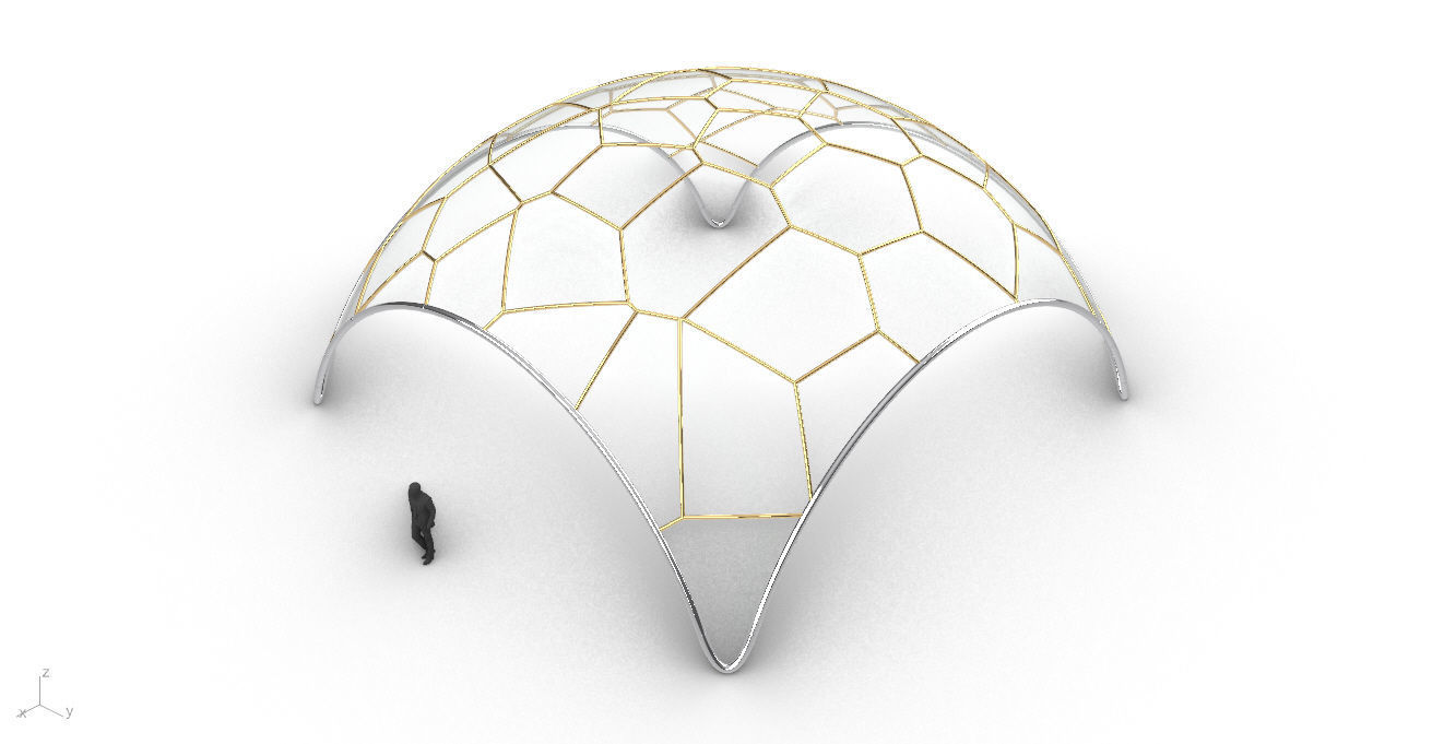 Voronoi Dome Wireframe Structure Stand Alone Pavilion v1 3D model_26