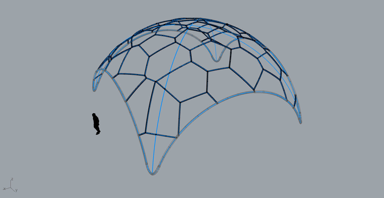 Voronoi Dome Wireframe Structure Stand Alone Pavilion v1 3D model_67